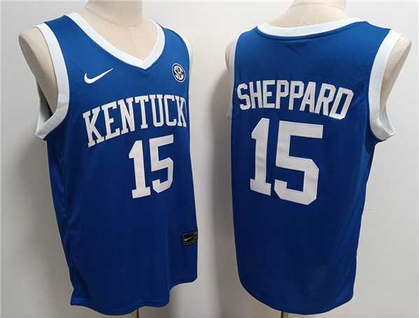 Mens Kentucky Wildcats #15 Reed Sheppard Blue Stitched Jersey